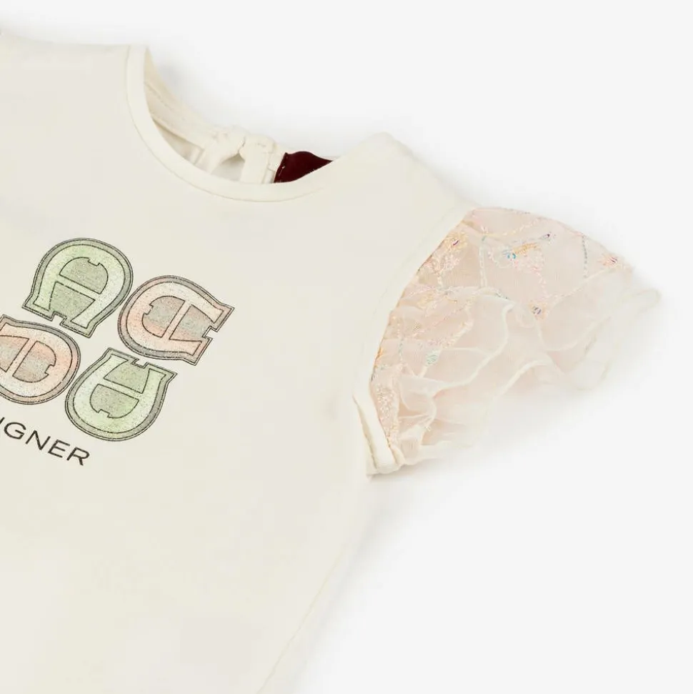 Baby Girls Ivory Cotton T-Shirt