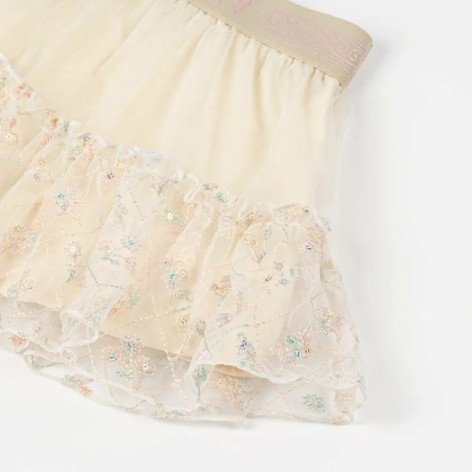 Baby Girls Ivory Embroidered Tulle Skirt