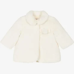 Baby Girls Ivory Faux Fur Coat