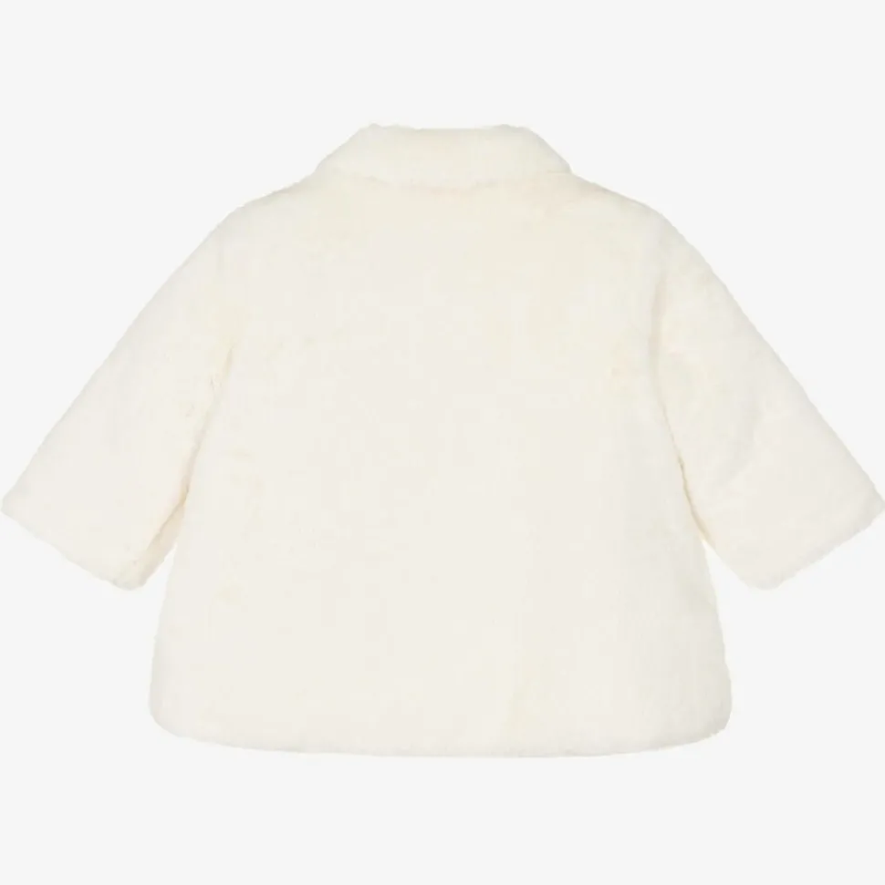 Baby Girls Ivory Faux Fur Coat