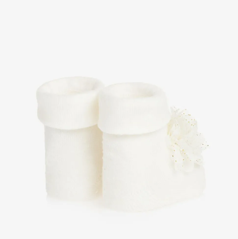 Baby Girls Ivory Headband & Booties Set