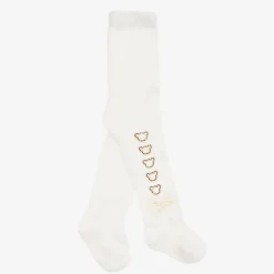 Baby Girls Ivory Knit Bear Tights