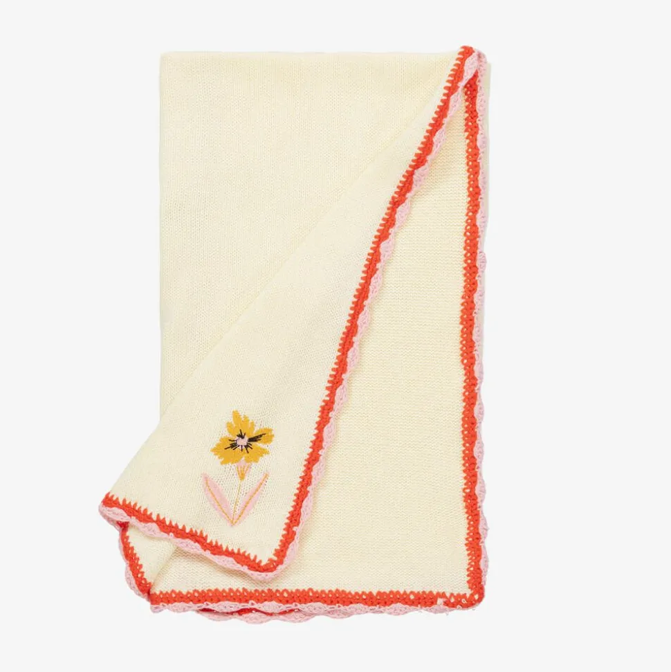 Baby Girls Ivory Knit Butterfly Shawl (73cm)