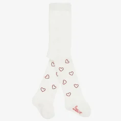 Baby Girls Ivory Knit Heart Tights