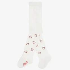 Baby Girls Ivory Knit Heart Tights