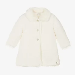 Baby Girls Ivory Knitted Coat