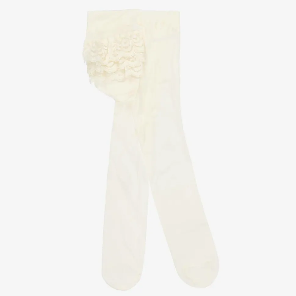 Baby Girls Ivory Lace Frill Tights