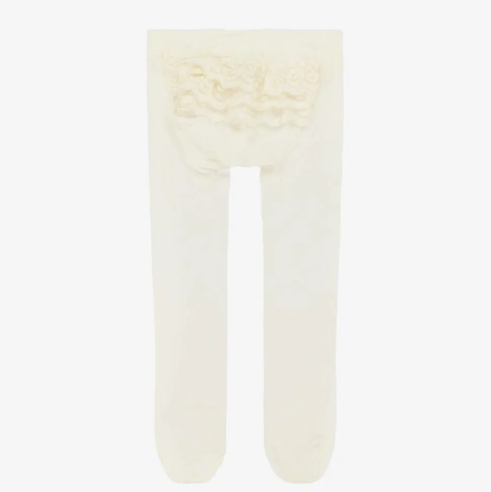 Baby Girls Ivory Lace Frill Tights