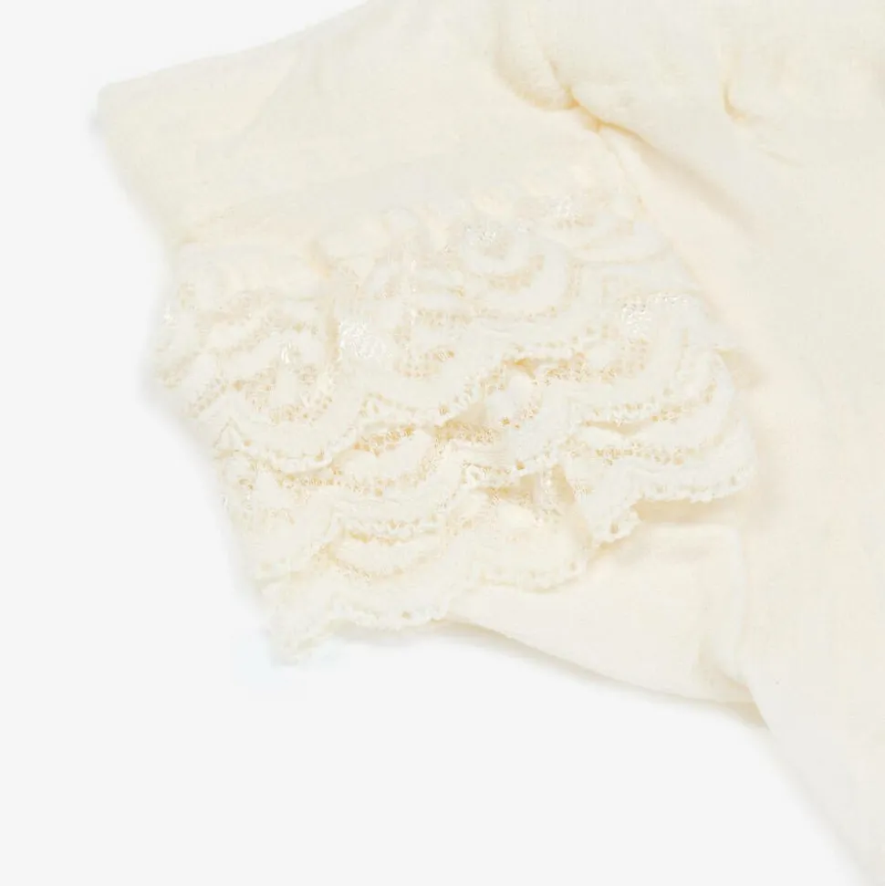 Baby Girls Ivory Lace Frill Tights