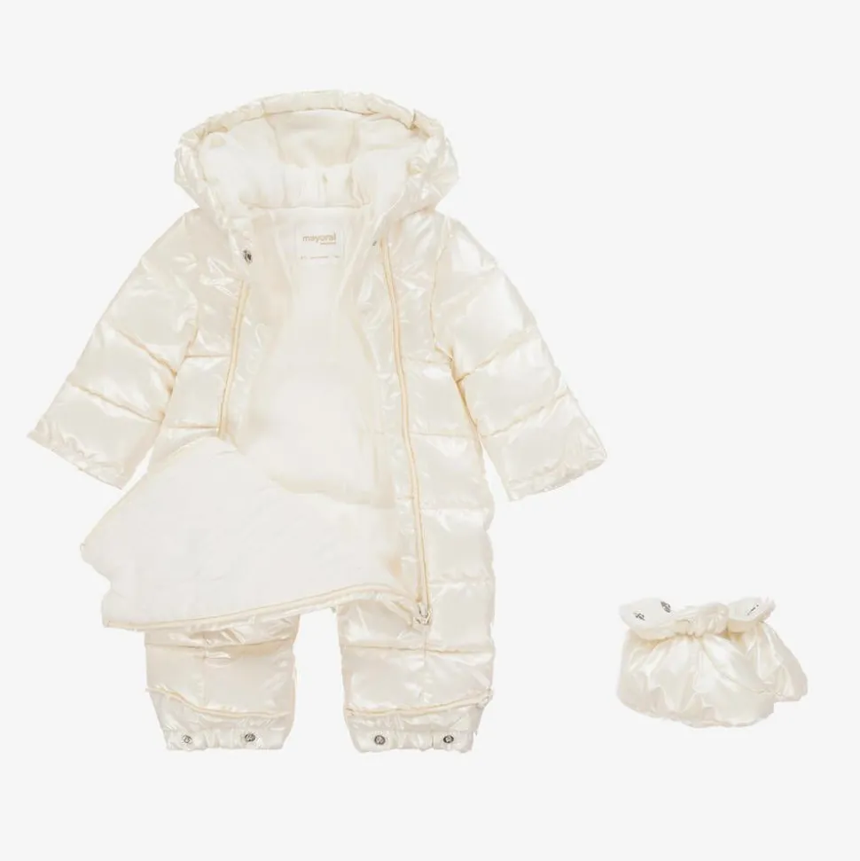 Baby Girls Ivory Padded Snowsuit