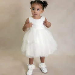 Baby Girls Ivory Pleated Tulle Dress