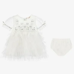 Baby Girls Ivory Tulle & Beads Dress