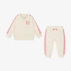Baby Girls Ivory Velour Tracksuit