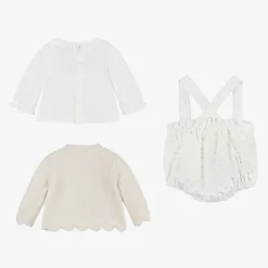 Baby Girls Ivory Velvet Dot Shorts Set