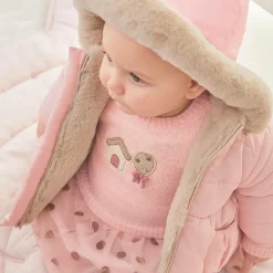 Baby Girls Pink & Beige Reversible Coat