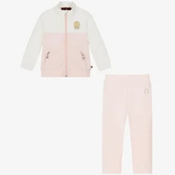 Baby Girls Pink & Ivory Cotton Tracksuit