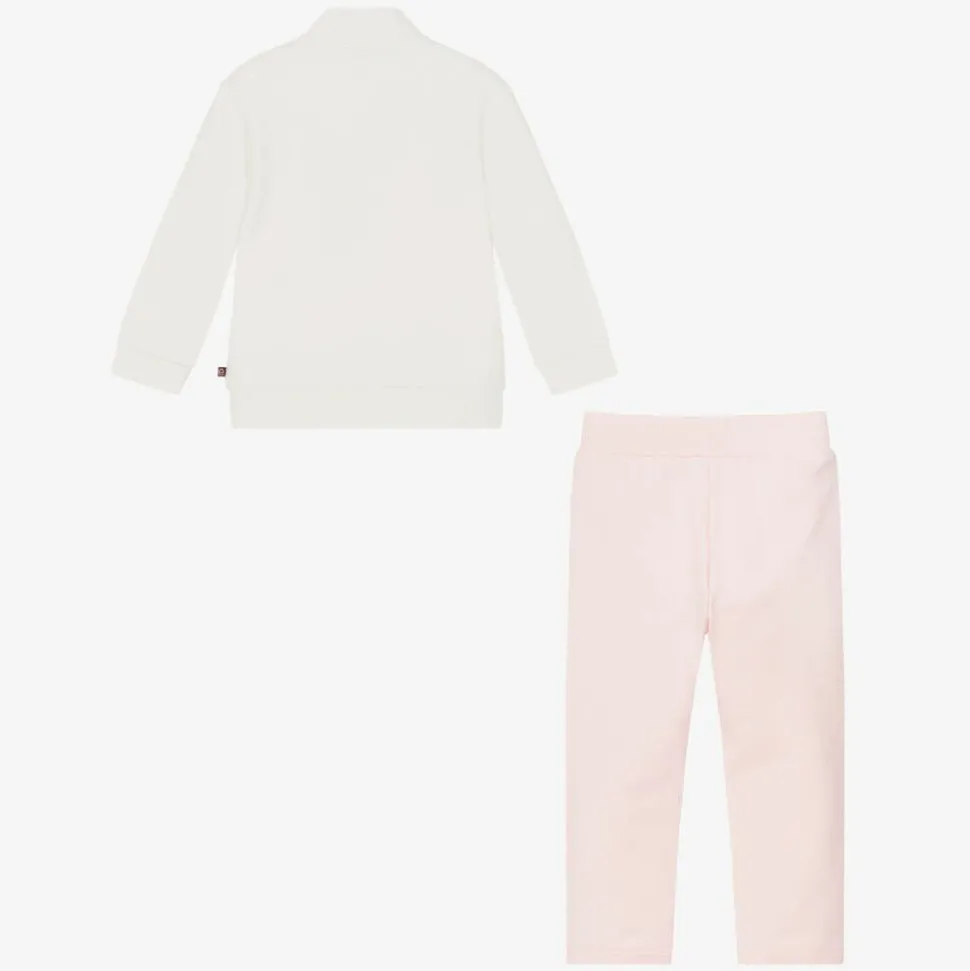 Baby Girls Pink & Ivory Cotton Tracksuit