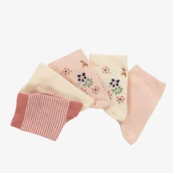 Baby Girls Pink & Ivory Cotton Socks (5 Pack)