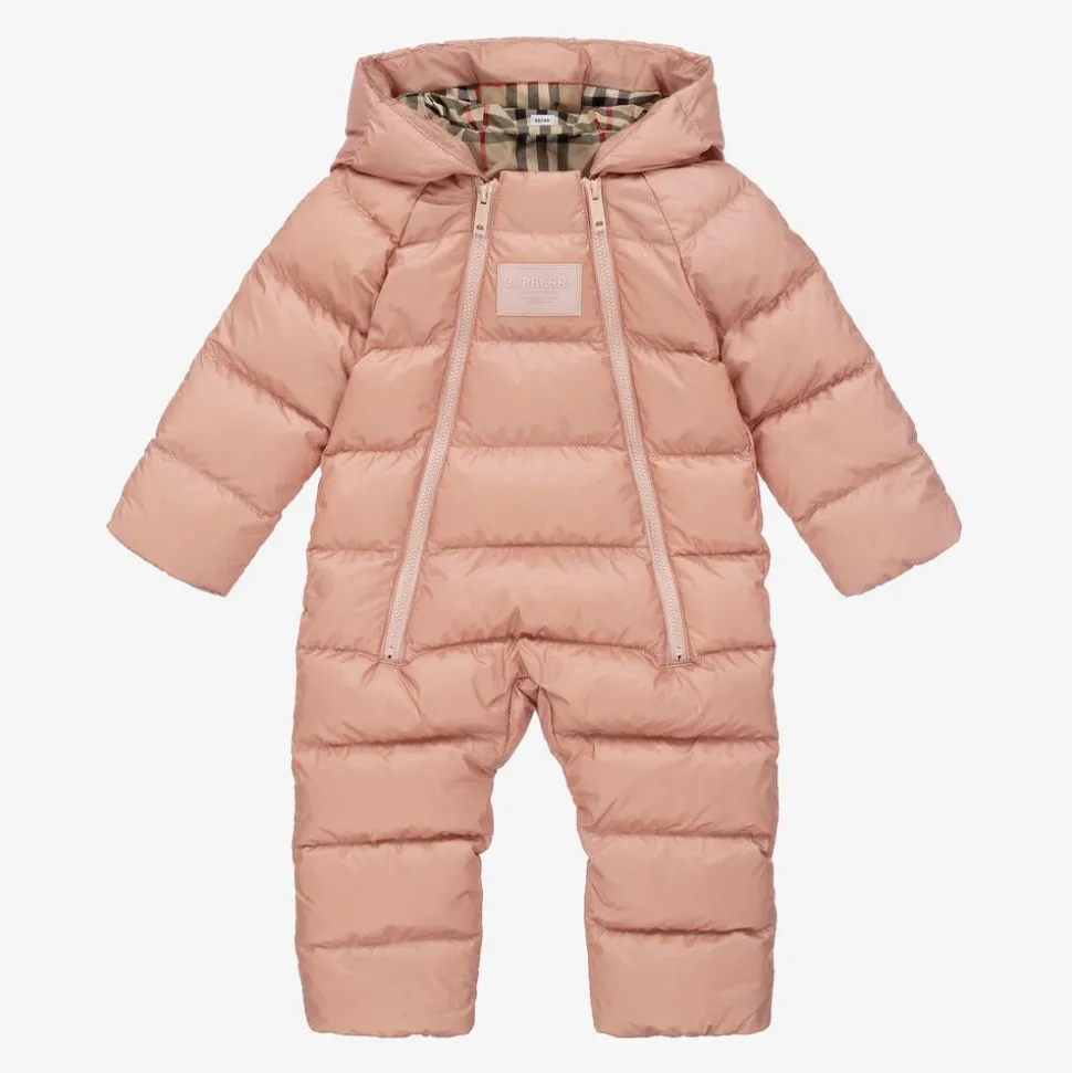 Baby Girls Pink & Vintage Check Snowsuit