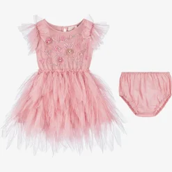 Baby Girls Pink Beaded Tulle Dress