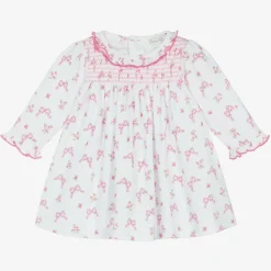 Baby Girls Pink Blooming Bows Pima Cotton Dress