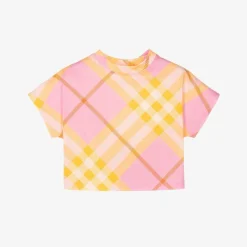 Baby Girls Pink Check Cotton T-Shirt