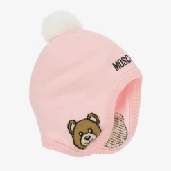 Baby Girls Pink Cotton & Wool Knit Hat