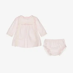 Baby Girls Pink Cotton Dress Set