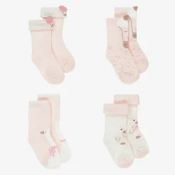 Baby Girls Pink Cotton Duck Socks (6 Pack)