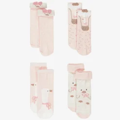 Baby Girls Pink Cotton Duck Socks (6 Pack)