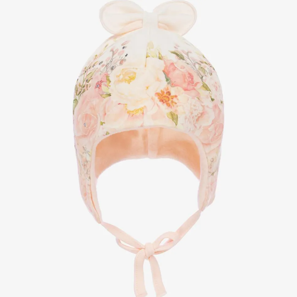 Baby Girls Pink Cotton Floral Hat