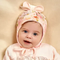 Baby Girls Pink Cotton Floral Hat