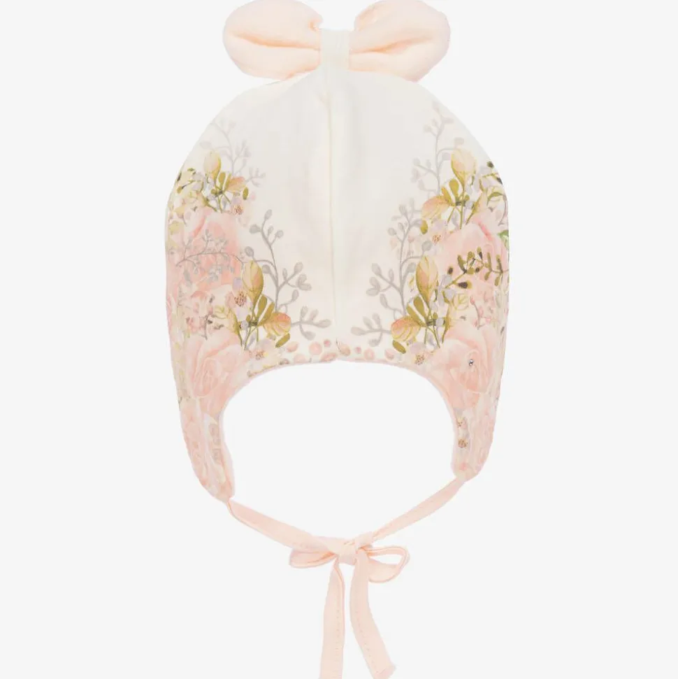 Baby Girls Pink Cotton Floral Hat