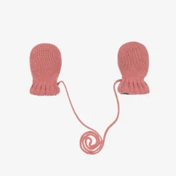 Baby Girls Pink Cotton Knit Mittens