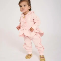 Baby Girls Pink Cotton Ruffle Tracksuit