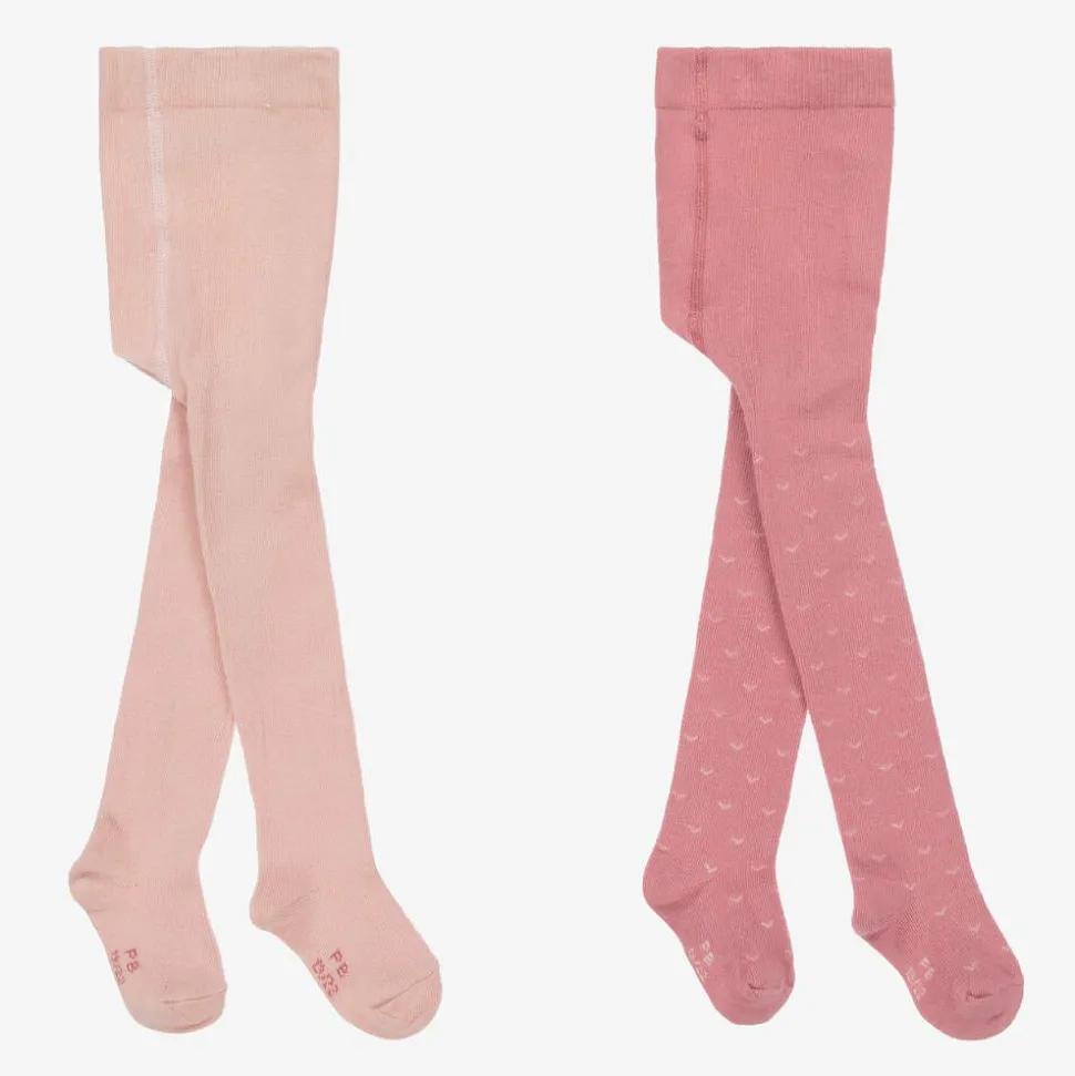 Baby Girls Pink Cotton Tights (2 Pack)