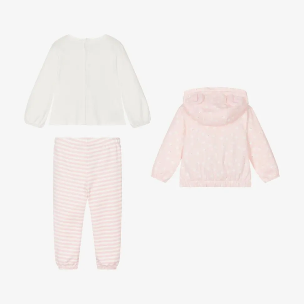 Baby Girls Pink Cotton Tracksuit Set