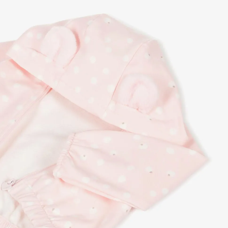 Baby Girls Pink Cotton Tracksuit Set