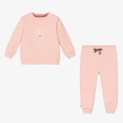 Baby Girls Pink Cotton Tracksuit