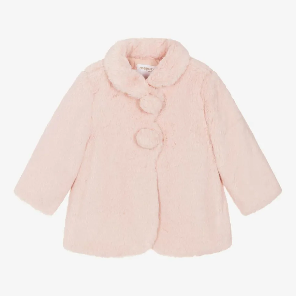 Baby Girls Pink Faux Fur Coat