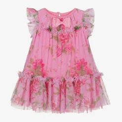 Baby Girls Pink Floral Tulle Dress