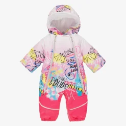 Baby Girls Pink Graffiti Print 2-in-1 Snowsuit