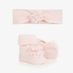 Baby Girls Pink Headband & Booties Set