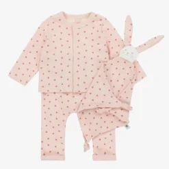 Baby Girls Pink Heart Organic Cotton Trouser Set