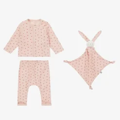 Baby Girls Pink Heart Organic Cotton Trouser Set
