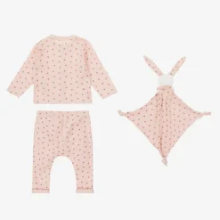 Baby Girls Pink Heart Organic Cotton Trouser Set