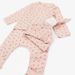 Baby Girls Pink Heart Organic Cotton Trouser Set