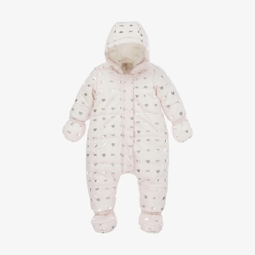 Baby Girls Pink Monogram Snowsuit