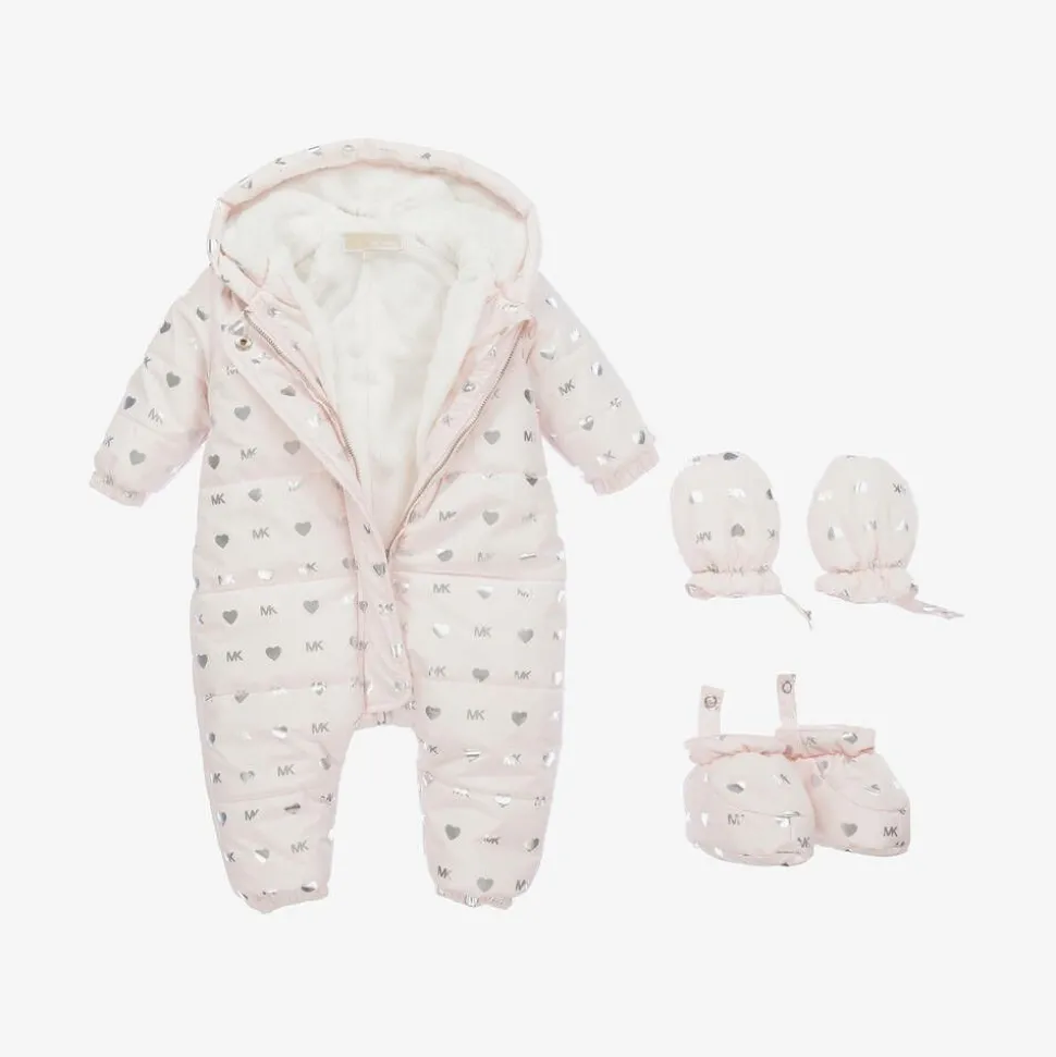 Baby Girls Pink Monogram Snowsuit