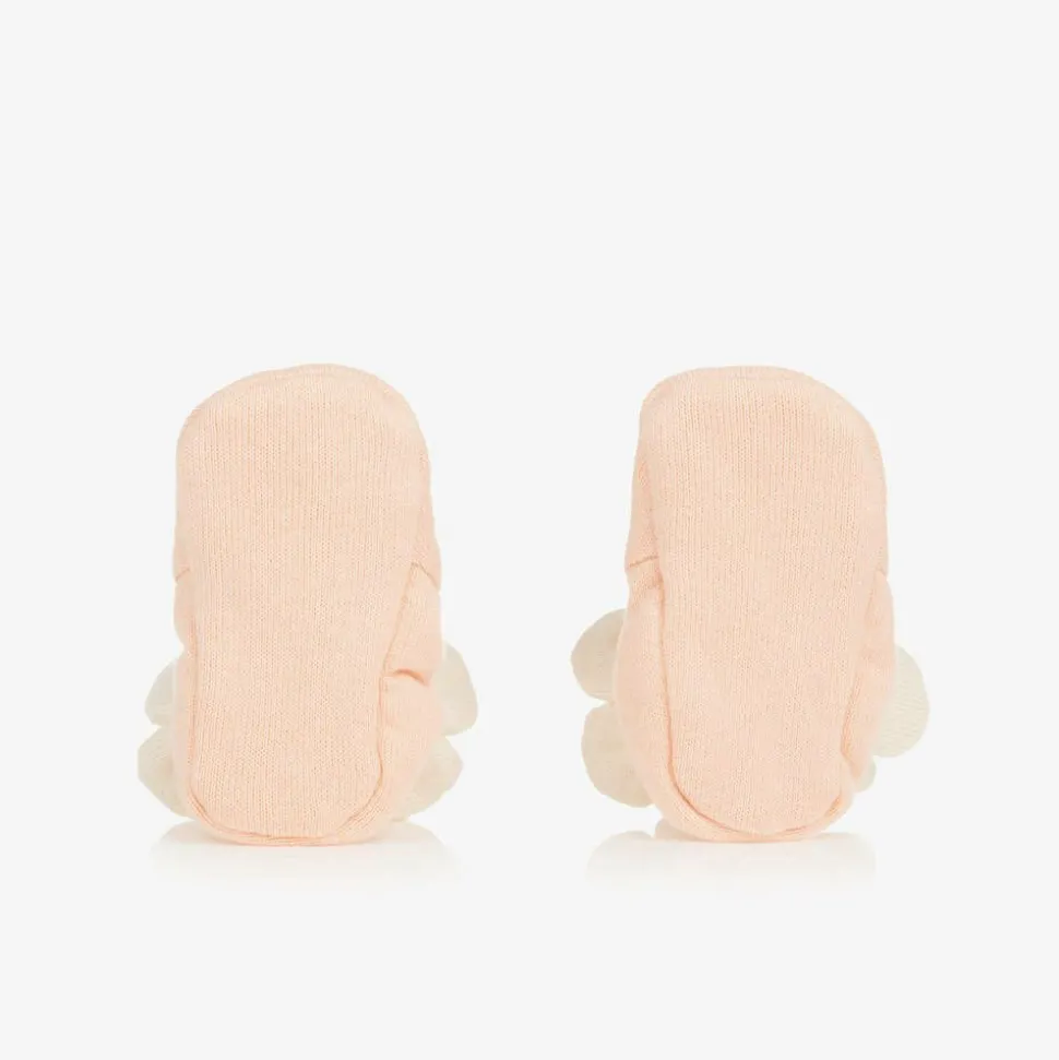 Baby Girls Pink Organic Cotton Flower Booties